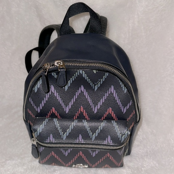 Coach Mini Charlie Backpack With Geo Chevron Print - Picture 3 of 5